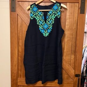 JCrew Sleeveless Linen Navy Dress